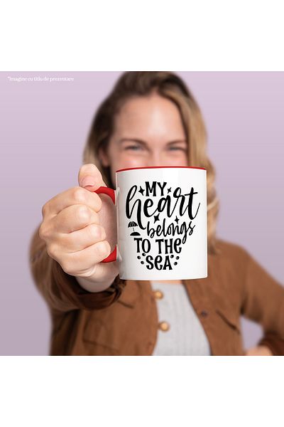 StoryGift Romania Mug with the message "My heart belongs to the sea" - my heart belongs to the sea beach, With ,STG.