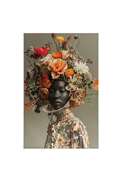 StoryGift Romania Tablou Canvas: Femeie Mulatra Cu Capul Acoperit De Flori Co...