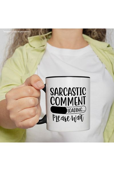 StoryGift Romania Mug with the text "Sarcastic comment is loading... Please wait" - funny comic c, With