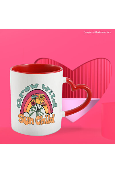 StoryGift Romania Mug with the message "Grow wild, sun child", summer, vacation, relaxation, holiday, illustrated, With ,STG