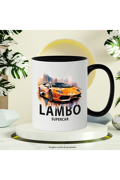 StoryGift Romania Mug With Watercolor Illustration, Sports Car, Paint Splatter, Multicolor 330 ml, C, Cu