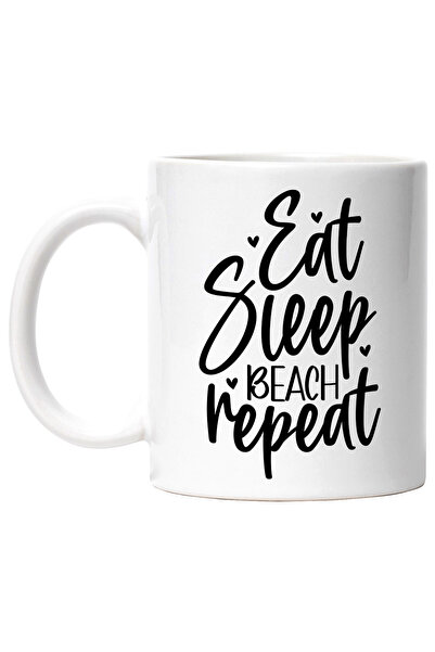 StoryGift Romania Cana cu inimioare si mesajul "Eat sleep, beach, repeat" - m...