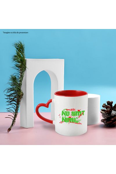 StoryGift Romania Graffiti Text Mug I DON'T FEEL ANYTHING, 330ml, Ceramic with Red Heart Handle, With Heart Handle, STG
