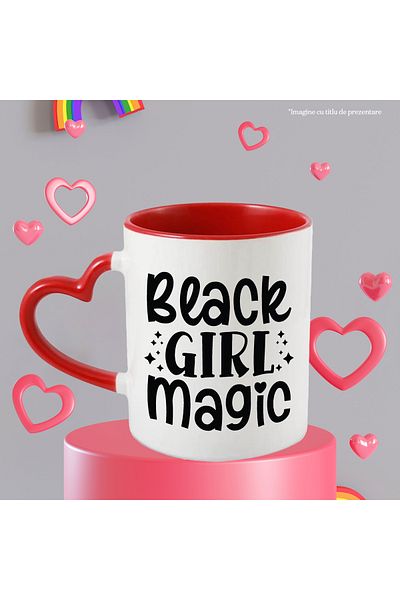 StoryGift Romania Mug for a black girl with the text "Black girl magic" - the magic of the black girl, With ,STG.