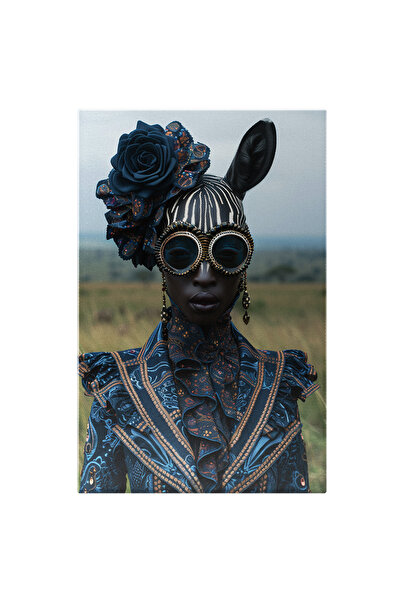 StoryGift Romania Tablou Canvas Hibrid Între Om Si Zebră În Costum Albastru E...