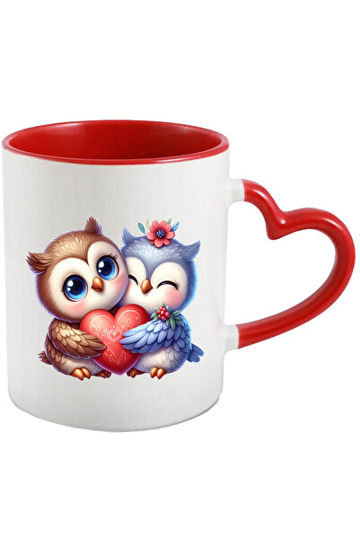 StoryGift Romania Cana cu 2 bufnite care se imbratiseaza si tin o inima | ilu...