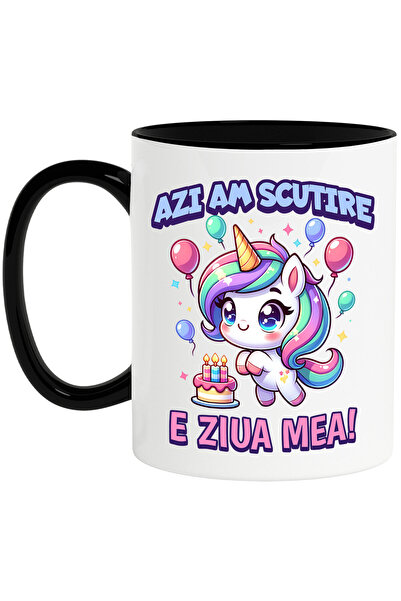 StoryGift Romania Cana cu Unicorn Vesel Multicolor Cu Coif Aniversar Baloane ...