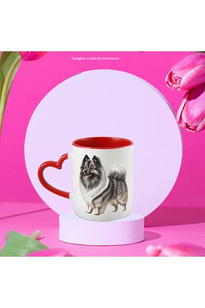 StoryGift Romania Mug with a cheerful furry dog ​​| illustration | tongue out | playful | gray | a, With ,STG