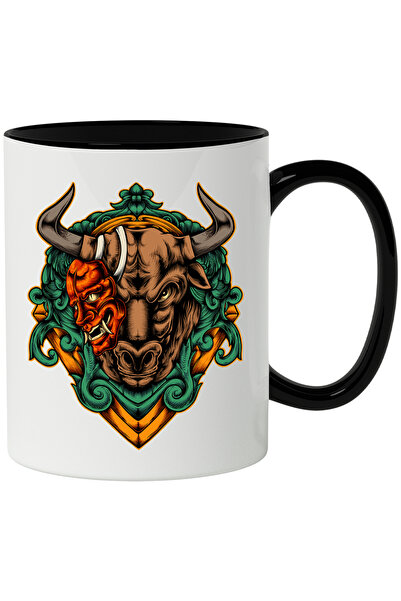 StoryGift Romania Cana Cu Bou, Masca, Oni, Demon, Multicolor 330 ml, Ceramica...