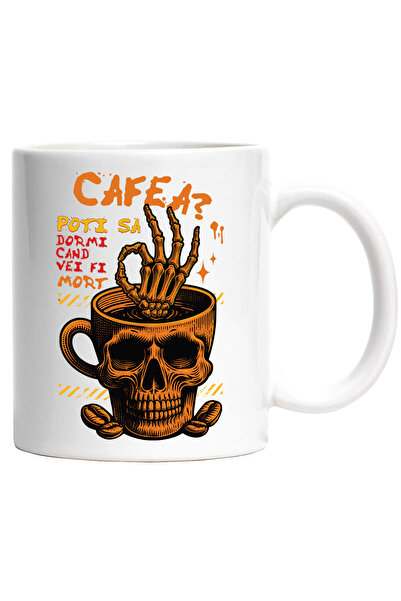 StoryGift Romania Cana Cana de cafea cu forma cap de craniu, coffe, 330ml, Ce...
