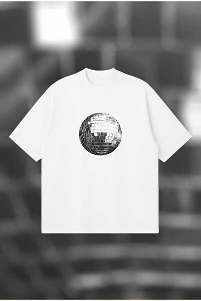PURE POWER Disco Ball με τύπωμα oversized Unisex Βαμβακερό μπλουζάκι από χοντ...