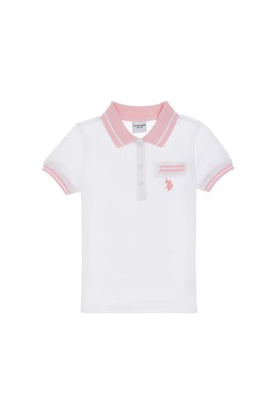 U.S. Polo Assn. Girl's White Polo Neck T-Shirt 50310223-Vr013