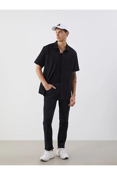 LC Waikiki Jean pentru bărbați cu mânecă scurtă, negru, confortabil