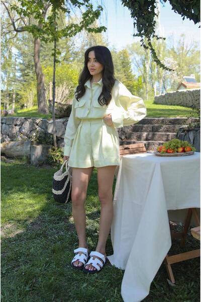 Havoş Light Yellow Retiro Raw Linen Shorts