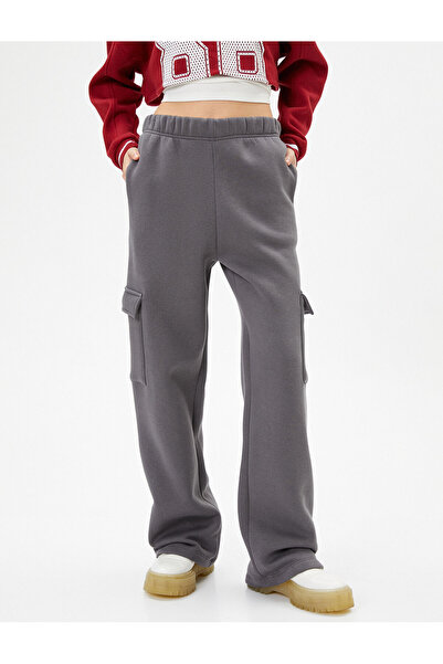 Koton Kargo Eşofman Altı Yüksek Bel Cepli Beli Lastikli Pamuk Karışımlı