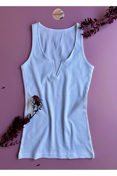 VicTroy Luniva 2-Pack Dusty Rose and White Women's Tank Top |   V-Neck, Cotton, Summer Stylish Ribbed Blouse