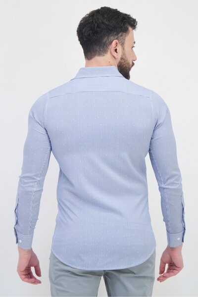 Scotch & Soda Men Modern Fit Kinetic Print Long Sleeve Dress Shirt, Navy