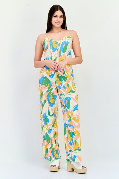 VILA Women Floral Print Sleeveless Jumpsuit, Multicolor