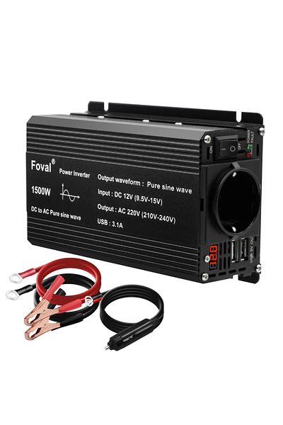 Foval 1500w 50hz Eu Pure Sine Wave 1000w 1500w 2200w 2600w Dc 12v To Ac 220v Car Power Inverter Adapter Co