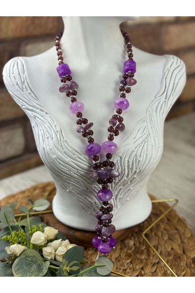 SEDEF TAKI Uzun Vintage taşlı kolye