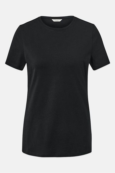 Tchibo Women Crew Neck Short Sleeve Plain T-Shirt, Black