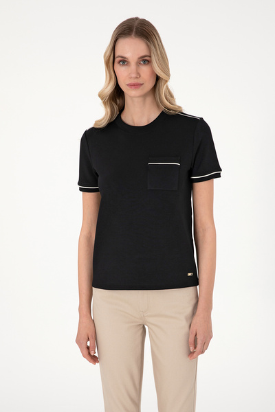 U.S. Polo Assn. Kadın Siyah Modal Karışımlı Bisiklet Yaka Tişört 50312942-VR046