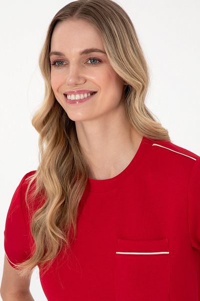 U.S. Polo Assn. Women's Red Modal Blended Crew Neck T-Shirt 50312942-Vr030