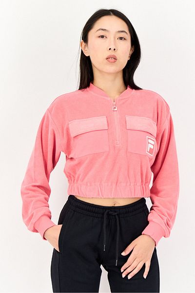 FILA Women Sportswear Fit Full Zip Outdoor Sweatshirts, Pink