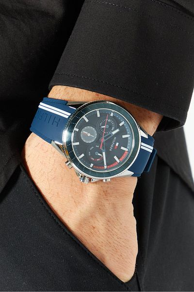 Tommy Hilfiger Men 1791859 Silicone Rubber Watch, 40mm, Blue
