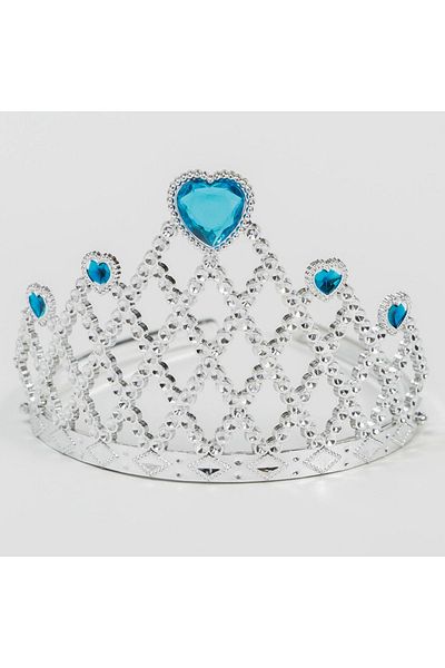 Skygo Silver Color Queen Crown with Blue Heart Princess Crown