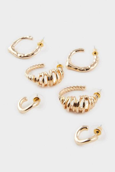 DeFacto Women's 3-Piece Silver Earrings E9062Axns