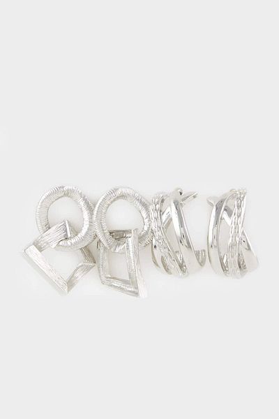 DeFacto Women's 2-Piece Silver Earrings E9064Axns