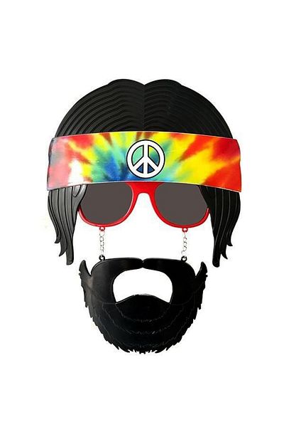 Skygo Black Haired Bandana Designed Hippie Party Glasses 26x18 cm