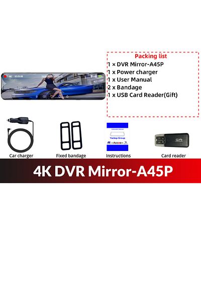 Choice 128G Only 4K DVR-A45P ACCEO 4K WIFI Dashcam 12Inch Car DVR RearView Mirror Recorder Dash Cam Support