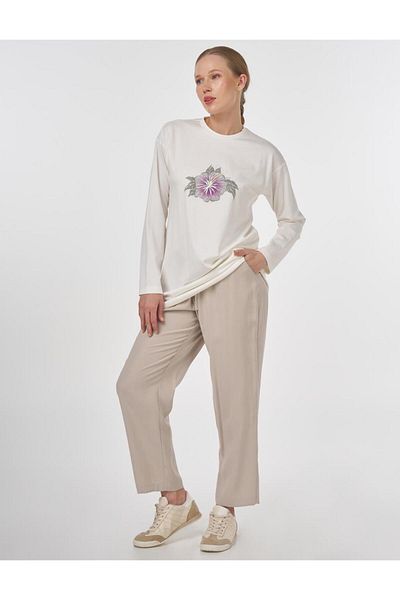 KYR Crew Neck Combed Cotton Blouse Ecru