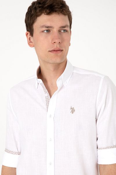 U.S. Polo Assn. Ανδρικό λευκό μακρυμάνικο πουκάμισο 50300200-vr013