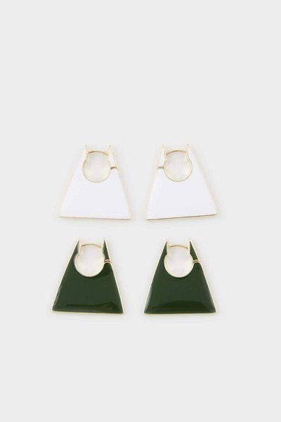 DeFacto Women's 2-Piece Black and White Earrings E9071Axns