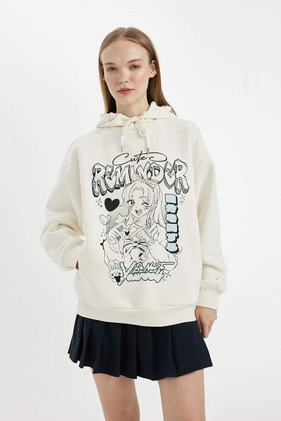 DeFacto Sweatshirt - White - Oversize