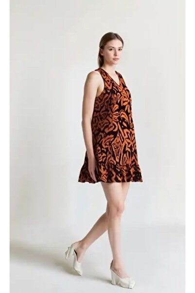 SSO Women's Patterned Sleeveless Strap Flounce Summer Viscose Dress Skirt wit...