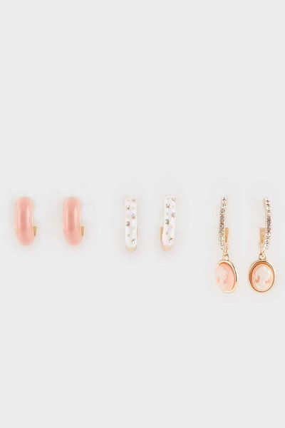DeFacto Women's 3-Piece Pink Earrings F0722Axns