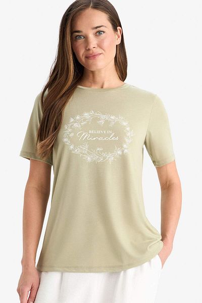 DeFacto Regular Fit Crew Neck Printed Short Sleeve T-Shirt F4838Ax25Sm