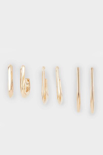 DeFacto Women's 3-Piece Gold Earrings E9065Axns