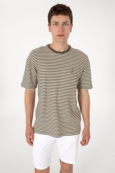 U.S. Polo Assn. Ανδρικό μπλουζάκι Comfort Fit Crew Neck με πλεκτό βιζόν 50300153-vr052