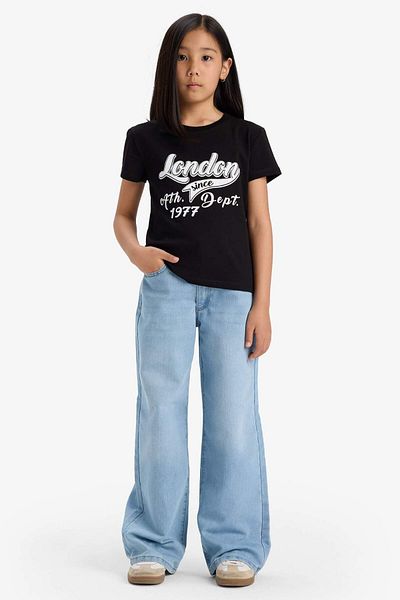 DeFacto Girl's Crew Neck Printed Short Sleeve T-Shirt E5898A825Sm