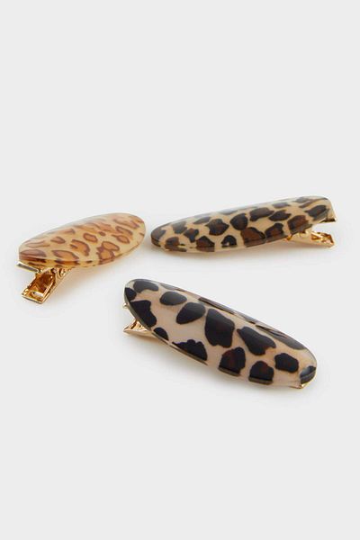 DeFacto Women's 3-Piece Leopard Snap Buckle F0755Axns