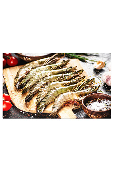 StoryGift Romania Tablou Canvas Gustari Marine Delicioase Crevete Crud Pe Tav...