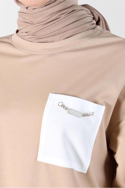 Alvina Striped Tunic Sweatpants with Sleeves and Pocket Detail - 42859