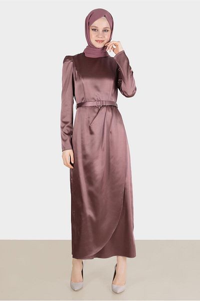 Alvina Satin Belted Dress - Model 42527