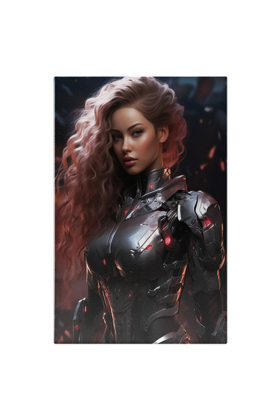 StoryGift Romania Tablou Canvas: Fata Cavaler Blond, Costum, Intuneric, Desig...