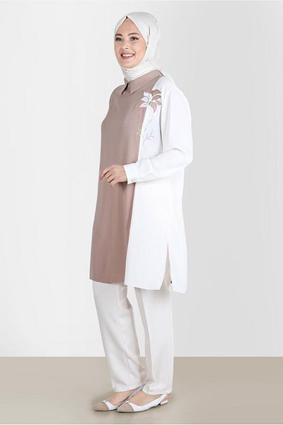 Alvina 20239 Model Embroidered Two Colors Aerobic Tunic